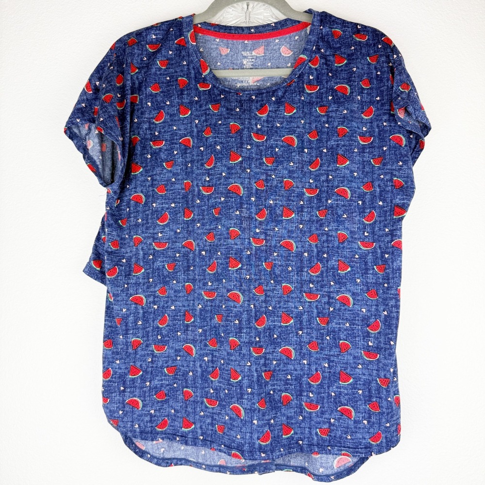 Secret Treasures Women Blue Watermelon Heart Pajama Set S 4-6 Short Sleeve Short